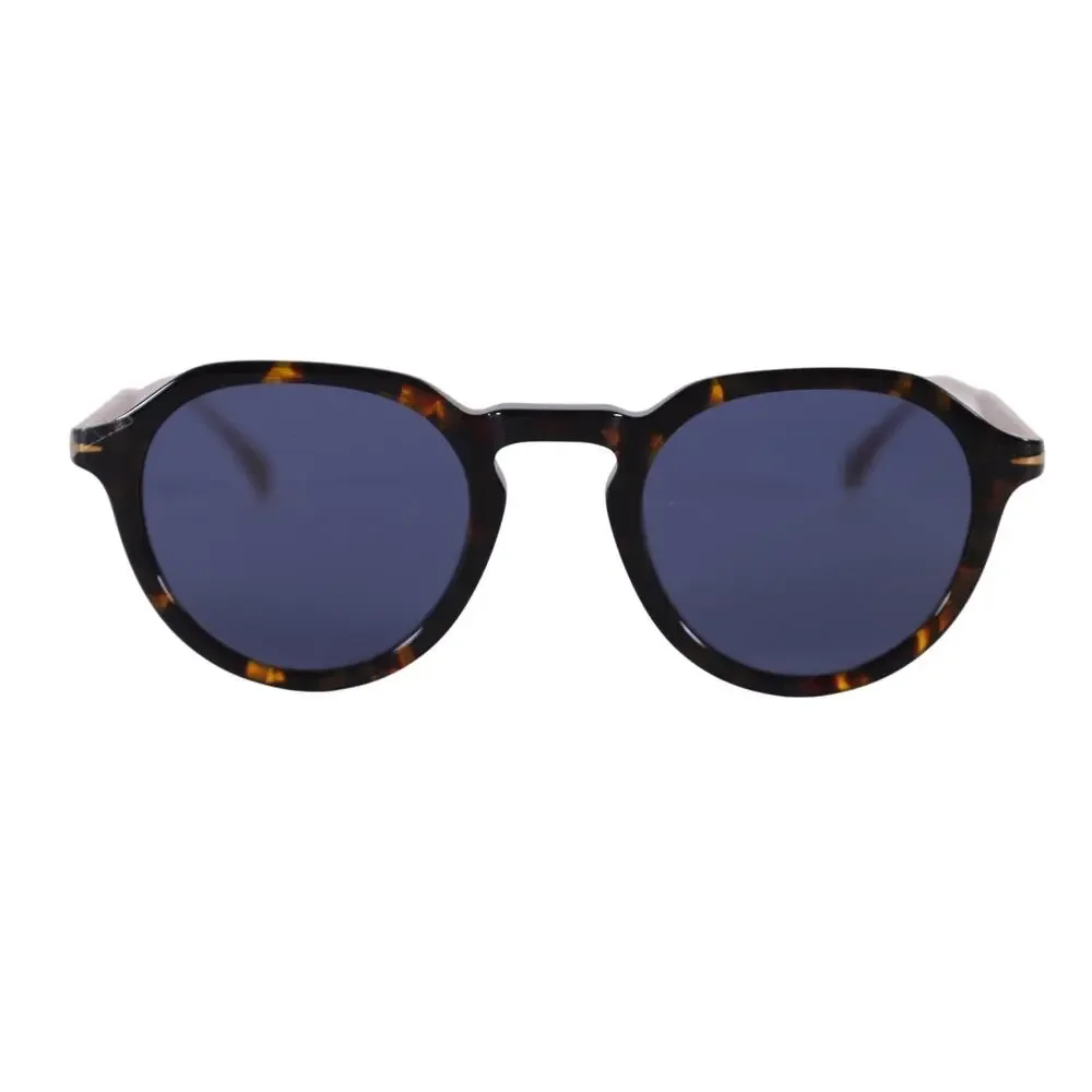 David Beckham Lightweight Round Mens Sunglasses- 21K Havana Gold / Blue - NWT